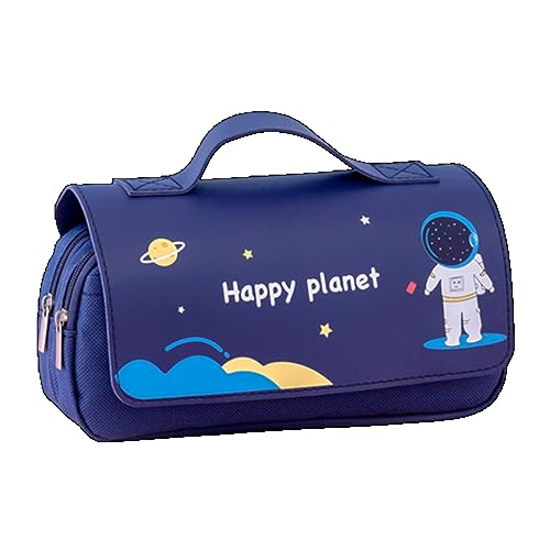 LWODANU Kawaii 3D Federmäppchen Große Kapazität Beutel Wasserdichte Ledertasche Bürobedarf Schreibwaren (Navy Astronaut) von LWODANU