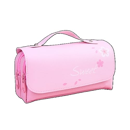 LWODANU Kawaii 3D Federmäppchen Große Kapazität Beutel Wasserdichte Ledertasche Bürobedarf Schreibwaren (Sakura Pink) von LWODANU