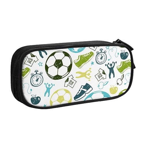 LWODANU Kawaii Fußball Sport Muster Fußball Bleistift Fall Custom Große Lagerung Stift Box Tasche Zubehör (Gold) von LWODANU