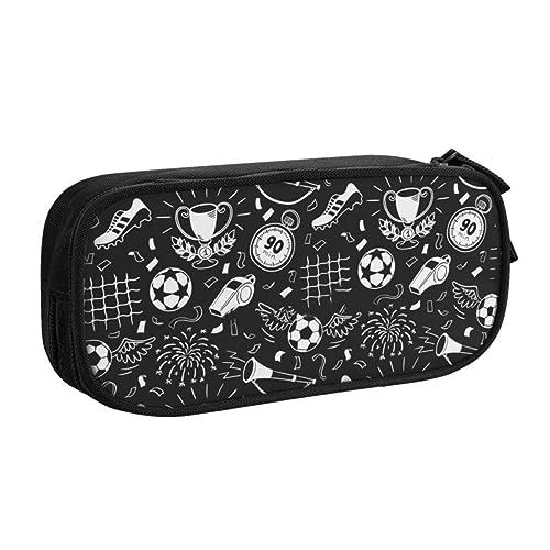 LWODANU Kawaii Fußball Sport Muster Fußball Bleistift Fall Custom Große Lagerung Stift Box Tasche Zubehör (Grau) von LWODANU