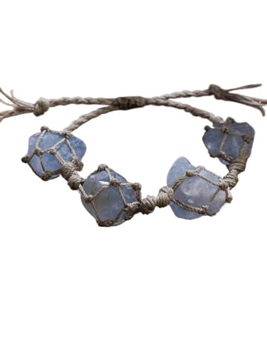 LWQCHW Damen-Armband, unbehandeltes Steinnetz, Armband, Retro-Wachsseil, geflochten, verstellbar, handgewebt, Schmuck (Lapislazuli) von LWQCHW