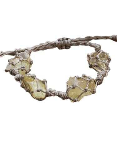 LWQCHW Kristall-Armband aus unbehandeltem Stein, für Damen, Retro-Wachsseil, geflochten, verstellbar, handgewebt, Schmuck (Citrin) von LWQCHW