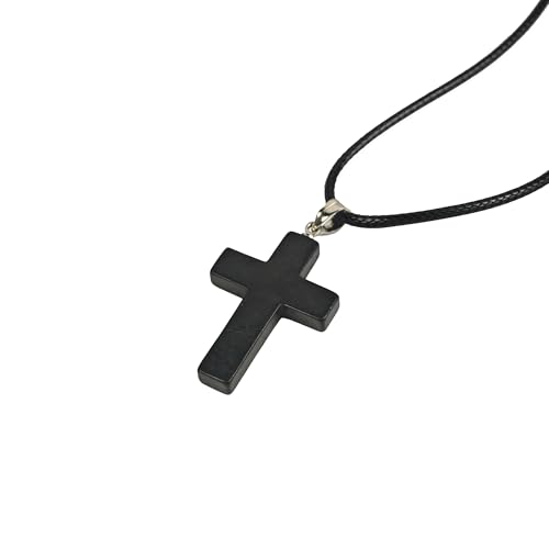 LWQCHW Schungit-Stein-Kreuz-Anhänger für Herren, echter Schungit-Wallystone-Kreuz-Anhänger, schwarzer Schmuck für Männer und Frauen, Verteidigungsschild, Schungit-Kreuz-Anhänger, Halskette, Small and LWQCHW Schungit-Stein-Kreuz-Anhänger für Herren, echter Schungit-Wallystone-Kreuz-Anhänger, schwarzer Schmuck für Männer und Frauen, Verteidigungsschild, Schungit-Kreuz-Anhänger, Halskette, Small and von LWQCHW