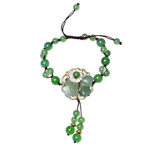 LWQQWL Armband aus natürlicher echter Jade, grüne Jade, Perlen, Heilstein, Kristall-Armband für Frauen, Geschenke, Medium, Stein, Achat von LWQQWL