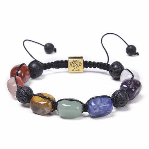 LWQQWL Chakra-Armbänder, Naturstein, Edelstein, Heilkristalle, Armbänder für Damen und Herren, 7 Stück, Medium, Naturstein, Achat von LWQQWL