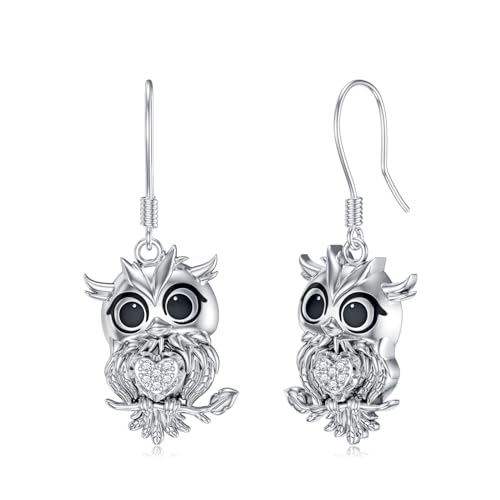 LWXIE Diamant-Eulen-Ohrringe für Damen, 925er-Sterlingsilber, Eulen-Tropfen-Ohrringe mit im Labor gewachsenem Diamantschmuck, Geschenke LWXIE Diamant-Eulen-Ohrringe für Damen, 925er-Sterlingsilber, Eulen-Tropfen-Ohrringe mit im Labor gewachsenem Diamantschmuck, Geschenke von LWXIE