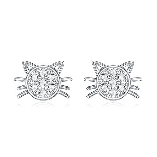 LWXIE Diamant-Katzen-Ohrringe für Damen, 925er-Sterlingsilber, Katzen-Ohrstecker mit im Labor gezüchteten Diamanten, Schmuck, Geschenke für Mutter, Ehefrau, Freundin, Tochter, Schwester, Freundin von LWXIE
