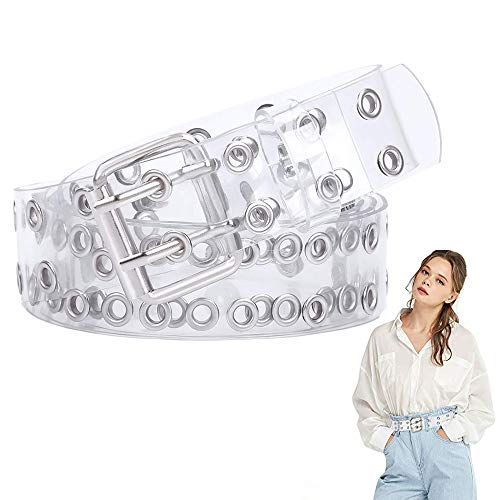 LWZko Gürtel Teenager Mädchen, Durchsichtiger Gürtel, Kindergürtel Mädchen, Damen Gürtel Mode, Vintage und Modisch PVC Transparenter Doppelter Ösengürtel für Frauen, Jeans Hosen von LWZko