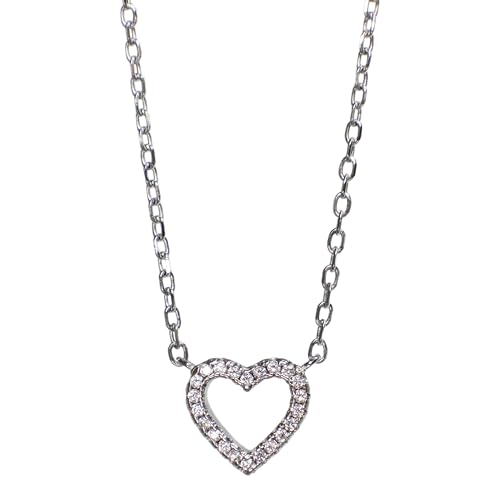 Herz-Kette 925 Sterling Silber, zirkonia Steine, (45cm) mit verstellbarem Verschluss und hochwertiger Geschenkverpackung/Das perfekte Geschenk Herz-Kette 925 Sterling Silber, zirkonia Steine, (45cm) mit verstellbarem Verschluss und hochwertiger Geschenkverpackung/Das perfekte Geschenk von LWjewelry