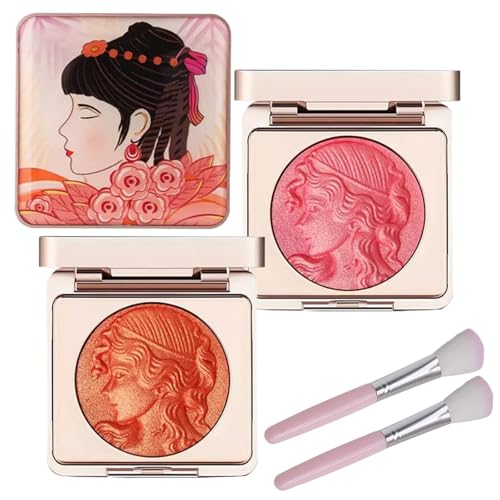 LXCJZY Embossed Smooth Powder Blush Palette For Cheeks,Embossed Girl Blush for Cheeks,Matte Face Powder Blush Palette,Natural Makeup,Radiant Finish (Pink&Orange, One Size) von LXCJZY