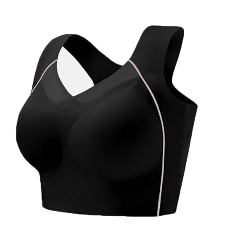 LXCJZY Full Cup Pads Large Size Breathable Bras for Ladys Women, Posture Correcting Bra, No Wire Sports Bra (Black, 4XL) von LXCJZY