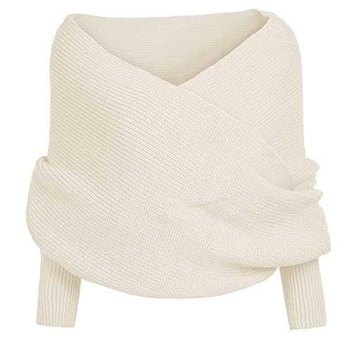 LXCJZY Snowfall Sweater Scarf with Sleeves,Women Knit Sweater Tops Scarf Winter Scarf (Beige) von LXCJZY