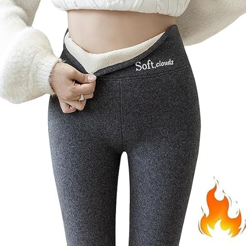 LXCJZY Soft Clouds Fleece Leggings for Women Winter Warm Winter Pants Slim Leggings High Waist Sports Leggings (M, Deep Gray) von LXCJZY