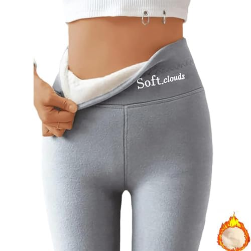 LXCJZY Soft Clouds Fleece Leggings for Women Winter Warm Winter Pants Slim Leggings High Waist Sports Leggings (XL, Gray) von LXCJZY