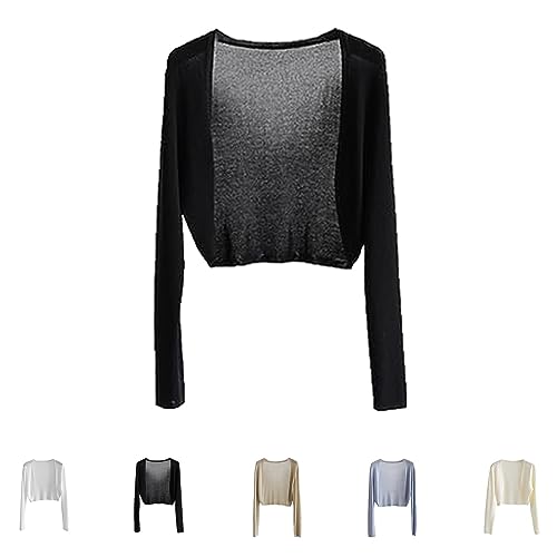 LXCJZY Sun Knit Cardigan Women's, Thin Ice Silk Coat Shawl Air-Conditioned Shirt with Slip Skirt (Black) von LXCJZY
