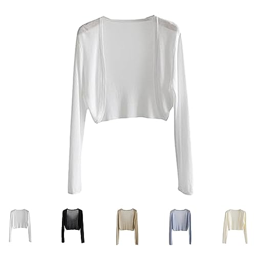 LXCJZY Sun Knit Cardigan Women's, Thin Ice Silk Coat Shawl Air-Conditioned Shirt with Slip Skirt (White) von LXCJZY