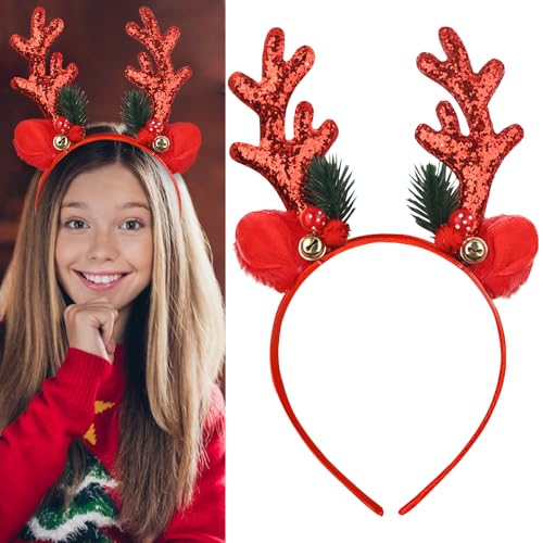 LXHBCOOQ Weihnachts-Stirnbänder, glitzerndes Rentiergeweih, Stirnband, niedliches Weihnachts-Elchgeweih, Haarbänder, Urlaubs-Stirnbänder, Partygeschenk, Weihnachts-Hirsch-Kostüm, Party-Zubehör für LXHBCOOQ Weihnachts-Stirnbänder, glitzerndes Rentiergeweih, Stirnband, niedliches Weihnachts-Elchgeweih, Haarbänder, Urlaubs-Stirnbänder, Partygeschenk, Weihnachts-Hirsch-Kostüm, Party-Zubehör für von LXHBCOOQ