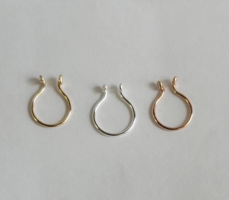 Zierliche Fake Septum Ring 14K Gelb, Rose Gold Fill Faux Sterling .925 Silber Körper Betrüger Schmuck Nicht Piercing Körperschmuck von LXIIIUS