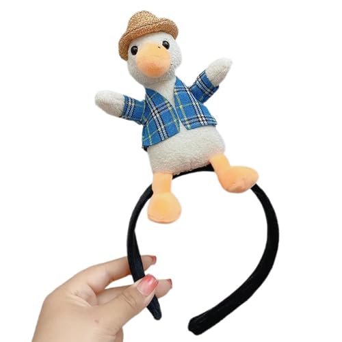 LXJLXD 3D-Tier-Plüsch-Haarreif, beleuchtetes Stirnband, Weihnachtsfeier, Kopfschmuck, Mädchen, Gesichtswäsche, Stirnband, Kinder, lustige Kopfbedeckung (Ente mit Kapuze) von LXJLXD