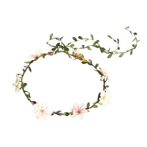 LXJLXD Blumenstirnbänder für Damen, Braut, Blume für Hochzeit, Party, Zubehör, Blumengirlanden, Haarkranz, Blumen-Stirnbänder (Hellrosa) von LXJLXD