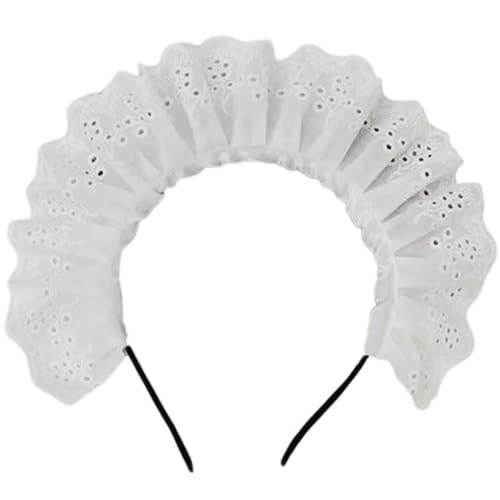 LXJLXD Cosplay-Haarreif für Damen, elegant, plissiert, Spitze, Make-up-Stirnbänder für Mädchen, Bühne, Halloween, Auftritte (Baumwollstickerei) von LXJLXD