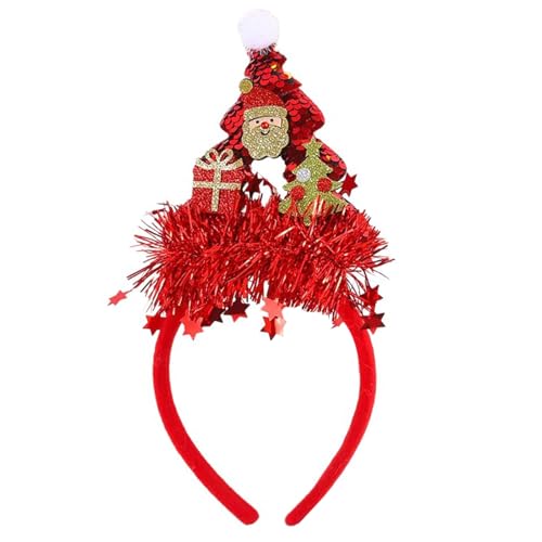 LXJLXD Dekorativer Haarreif mit Pailletten, für Silvester, Party, Weihnachtsbaum, Festival, Dekoration, Familientreffen, Kopfbedeckung (rot) von LXJLXD