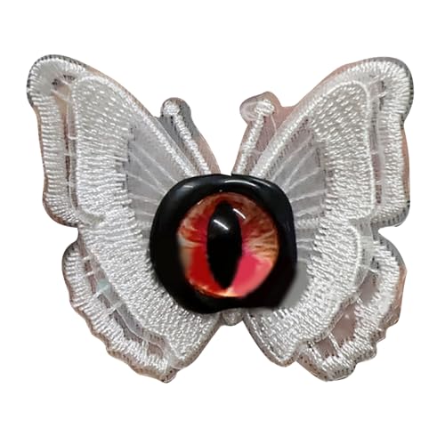 LXJLXD Einzigartige Teufel-Schmetterling-Haarspange, Halloween, Cosplay, Kostüm, Augäpfel, Haarnadel, modisches Haar-Accessoire für Damen (weißer Schmetterling mit) von LXJLXD