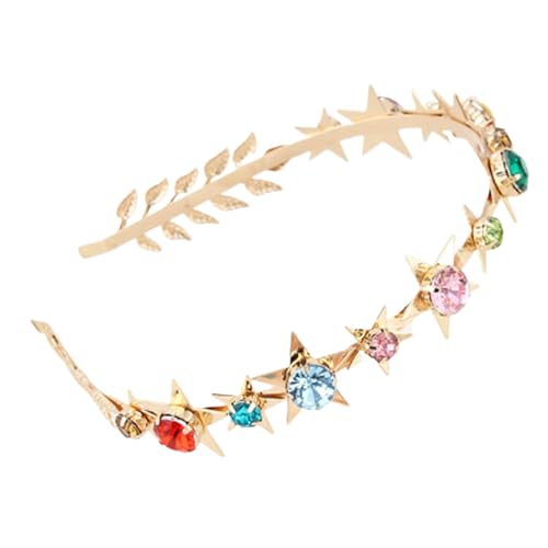 LXJLXD Glitzernde Kristall-Stirnbänder, Königinnenschmuck, Haarreif für Schönheitswettbewerbe, Abschlussbälle, Brautschmuck, Hochzeit, Kopfbedeckung (fünfzackiger Stern Go) von LXJLXD