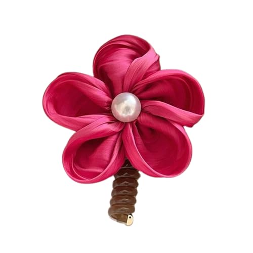 LXJLXD Haargummi in Blumenform, elastisches Haarseil, weiches Haarseil, lässig, Frühling, elastisches Haargummi für Mädchen, Zöpfe (Rosarot) von LXJLXD