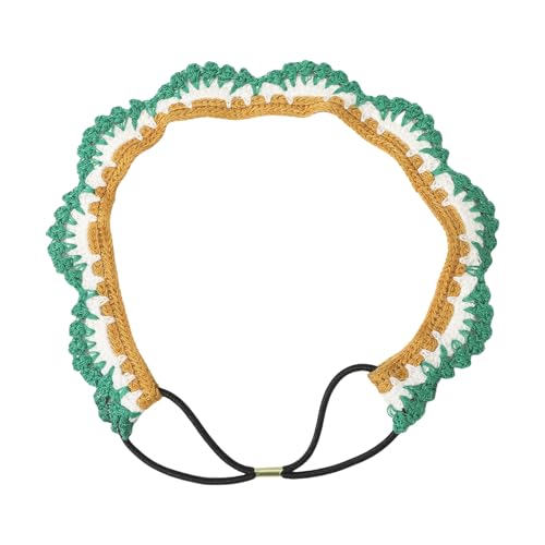 LXJLXD Haarschal, florales Stirnband, Kopfwickel, Cottagecore, gestrickt, Blumenmuster, für Erwachsene, kreative elegante Kopfbedeckung, Foto-Requisiten (grün) von LXJLXD