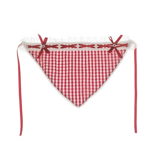 LXJLXD Haarschal Herz Bandana Head Wrap Kariertes Muster Spitze Cottagecore für Erwachsene Kreative Elegante Kopfbedeckung Trendsetzend von LXJLXD