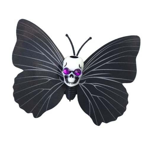 LXJLXD Haarspange mit Schmetterlingsschädel, Gothik, handgefertigt, Cartoon-Design, nostalgisch, modisches Accessoire für Trendsetter (lila) von LXJLXD