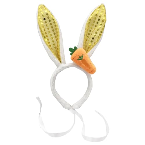 LXJLXD Plüsch-Hasenohr-Stirnband für Erwachsene und Kinder, lustiger Ohr-Haarreif, Rollenspiel, Kostüm, Bühnen-Haarband, Urlaub, Kopfbedeckung (gelbe Pailletten) von LXJLXD