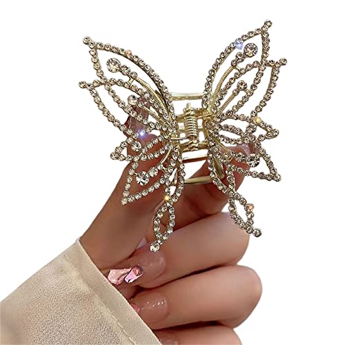 Schmetterlings-Haarspangen, 5,1 cm, Strass, Birne, Haarspange für Frauen und Mädchen, Styling-Metall-Haarspangen für dickes Haar von LXJLXD