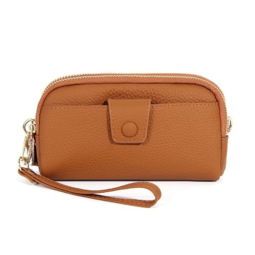 LXJYDN Lange Geldbörse Frauen Weiche Leder Doppelte Reißverschluss Langer Brieftaschenkette Handy -Tasche Handgelenksbeutel von LXJYDN