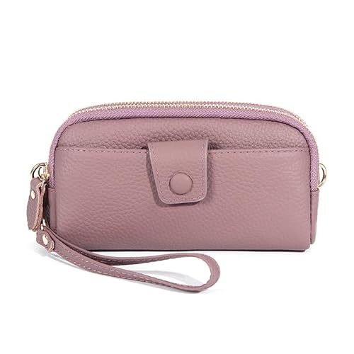 LXJYDN Lange Geldbörse Frauen Weiche Leder Doppelte Reißverschluss Langer Brieftaschenkette Handy -Tasche Handgelenksbeutel von LXJYDN