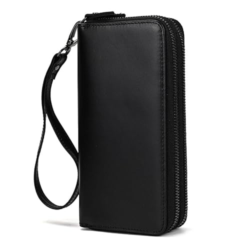 LXJYDN Lange Geldbörse Männer Vintage Leder Doppelte Reißverschluss Langer Brieftasche Große Kapazität Kupplungs -Telefon Brieftasche von LXJYDN