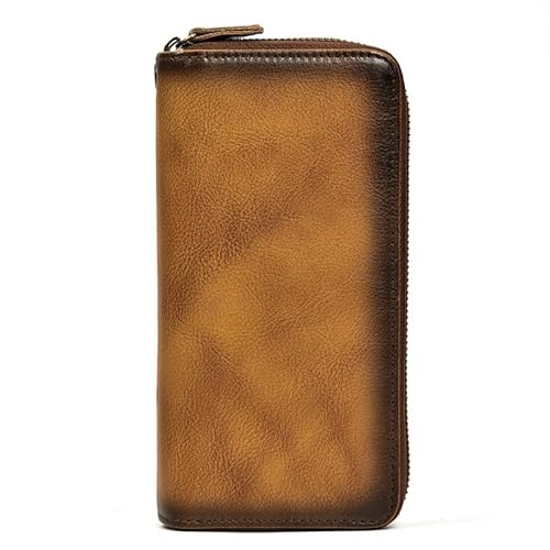 LXJYDN Lange Geldbörse Männer Vintage Leder Doppelte Reißverschluss Langer Brieftasche Große Kapazität Kupplungs -Telefon Brieftasche von LXJYDN