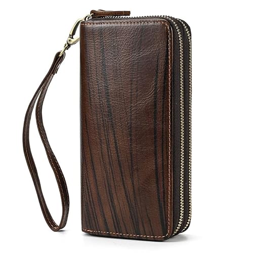 LXJYDN Lange Geldbörse Männer Vintage Leder Doppelte Reißverschluss Langer Brieftasche Große Kapazität Kupplungs -Telefon Brieftasche von LXJYDN