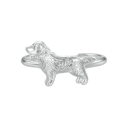 LXJYDN Rings Frauen 925 Silberring Süßer Welpeform Ring-Silber-Einstellbar von LXJYDN