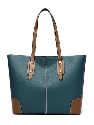 LXJYDN Schultertasche Frauen Trendige Farblich Blockierte Leder-Umhängetasche Mit Großer Kapazität Pendler-Einkaufstasche von LXJYDN