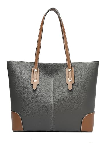 LXJYDN Schultertasche Frauen Trendige Farblich Blockierte Leder-Umhängetasche Mit Großer Kapazität Pendler-Einkaufstasche von LXJYDN