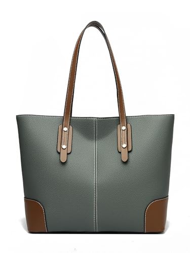 LXJYDN Schultertasche Frauen Trendige Farblich Blockierte Leder-Umhängetasche Mit Großer Kapazität Pendler-Einkaufstasche von LXJYDN