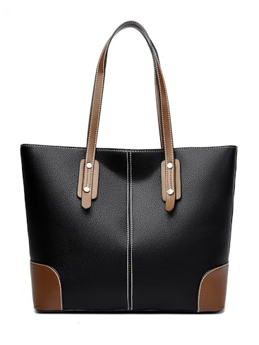 LXJYDN Schultertasche Frauen Trendige Farblich Blockierte Leder-Umhängetasche Mit Großer Kapazität Pendler-Einkaufstasche von LXJYDN