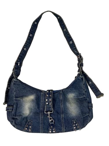 LXJYDN Schultertasche Women Retro Waschen Denim Umhängetasche Personalisierte Trendige Messenger -Tasche von LXJYDN