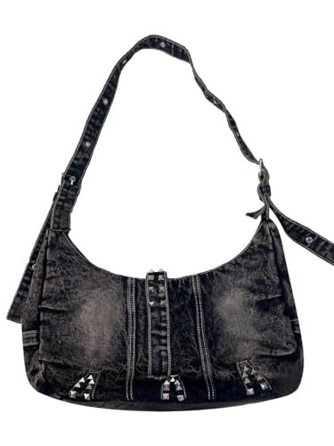 LXJYDN Schultertasche Women Retro Waschen Denim Umhängetasche Personalisierte Trendige Messenger -Tasche von LXJYDN