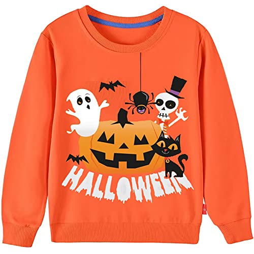 Halloween-Pullover für Kinder, Jungen und Mädchen, Alter 1–7 Jahre, Dinosaurier-Kürbis-Schädel, leuchtet im Dunkeln, coole kleine Kleinkinder, Langarm-T-Shirts, große Kinder, niedlicher von LXKA