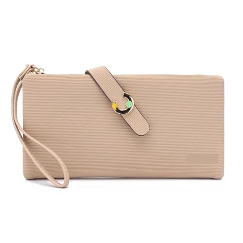Damen Geldbörsen Lady Wristlet Lange Hasp Geldbörse Reißverschluss Geldbörse Kartenhalter Clutch Frau Brieftasche Für den Abend, Feiertage(Khaki) von LXLAEOANG