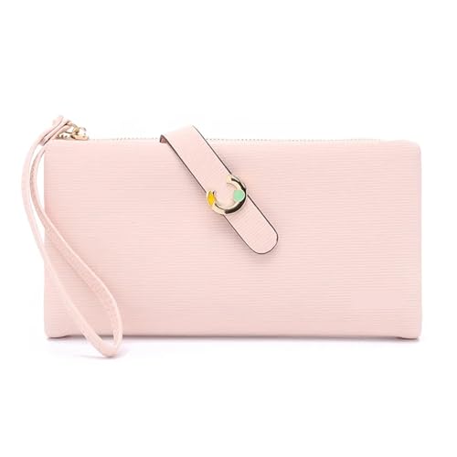 Damen Geldbörsen Lady Wristlet Lange Hasp Geldbörse Reißverschluss Geldbörse Kartenhalter Clutch Frau Brieftasche Für den Abend, Feiertage(Pink) von LXLAEOANG