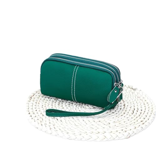 Damen Lederarmband Clutch Geldbörse Kleine Handytasche mit mehreren Taschen Dreilagige Handytasche mit Reißverschluss Für den Abend, Feiertage(Green) von LXLAEOANG